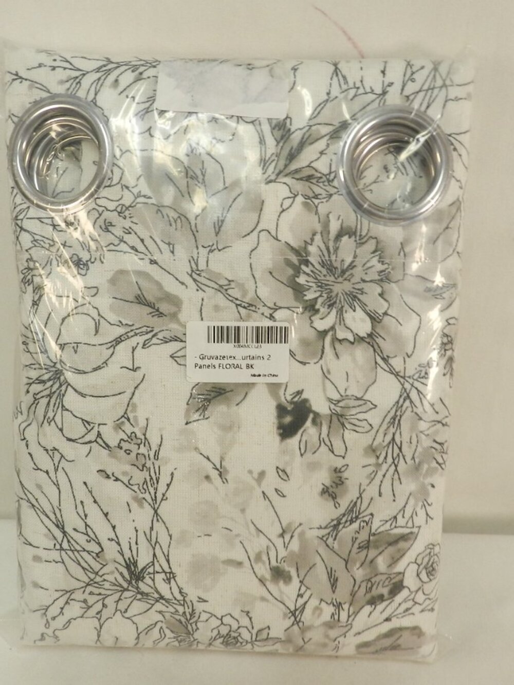 Brand New 90% Block Out Curtains Drapes grey floral 52" x 84" Linen Polyester